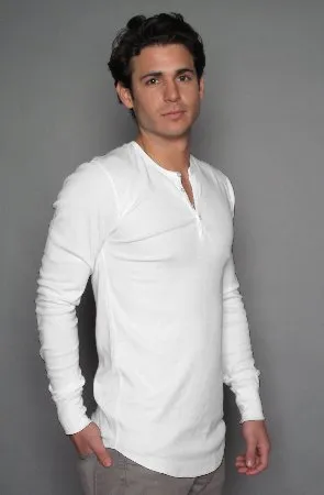 Dragon Foxx™ Men's White Long Sleeve Henley