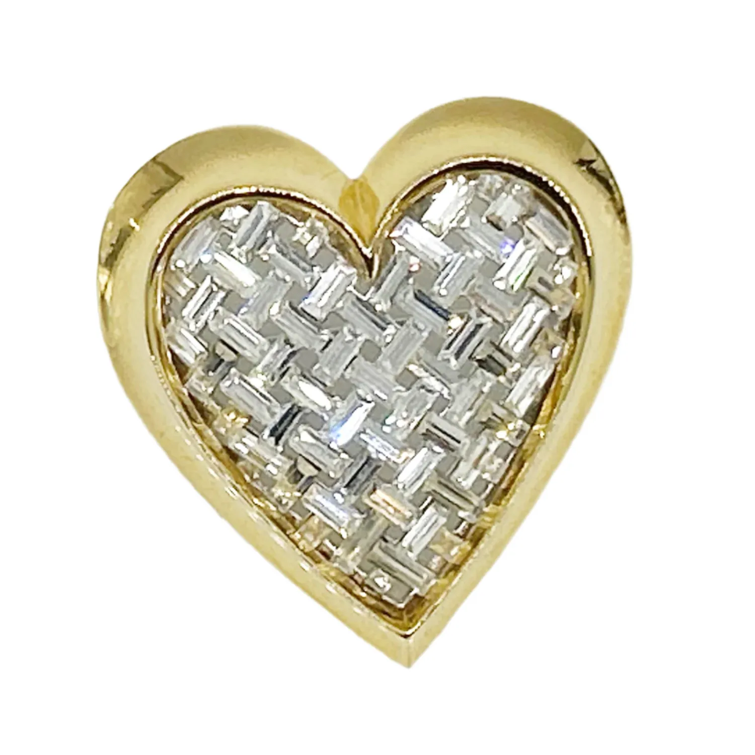 Dramatic Nolan Miller Sparkling Baguette Woven Look Heart Brooch