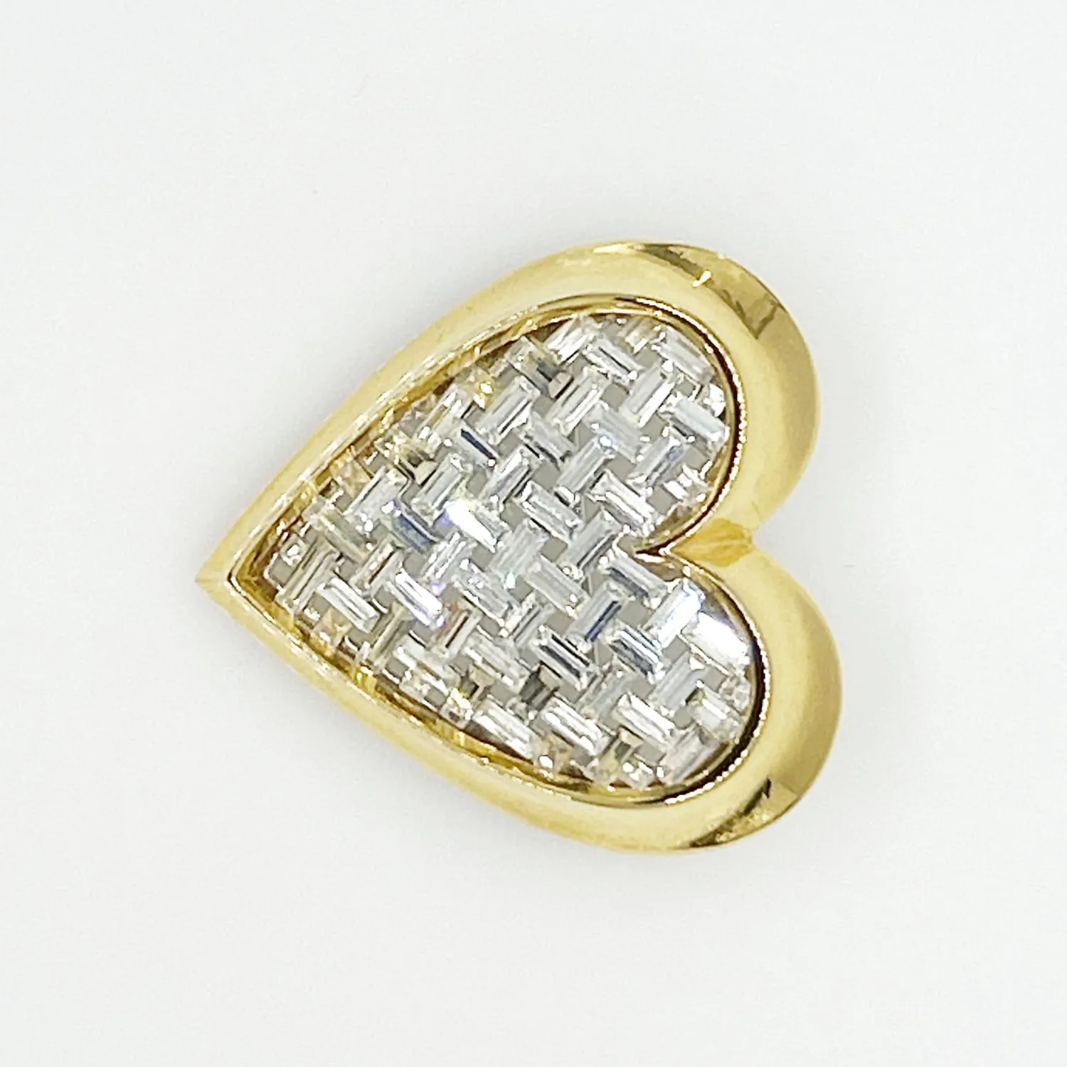 Dramatic Nolan Miller Sparkling Baguette Woven Look Heart Brooch
