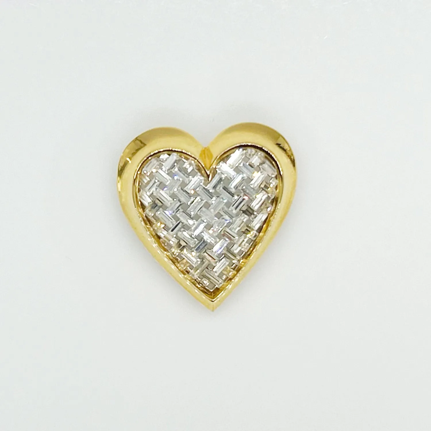 Dramatic Nolan Miller Sparkling Baguette Woven Look Heart Brooch