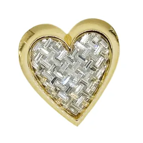 Dramatic Nolan Miller Sparkling Baguette Woven Look Heart Brooch