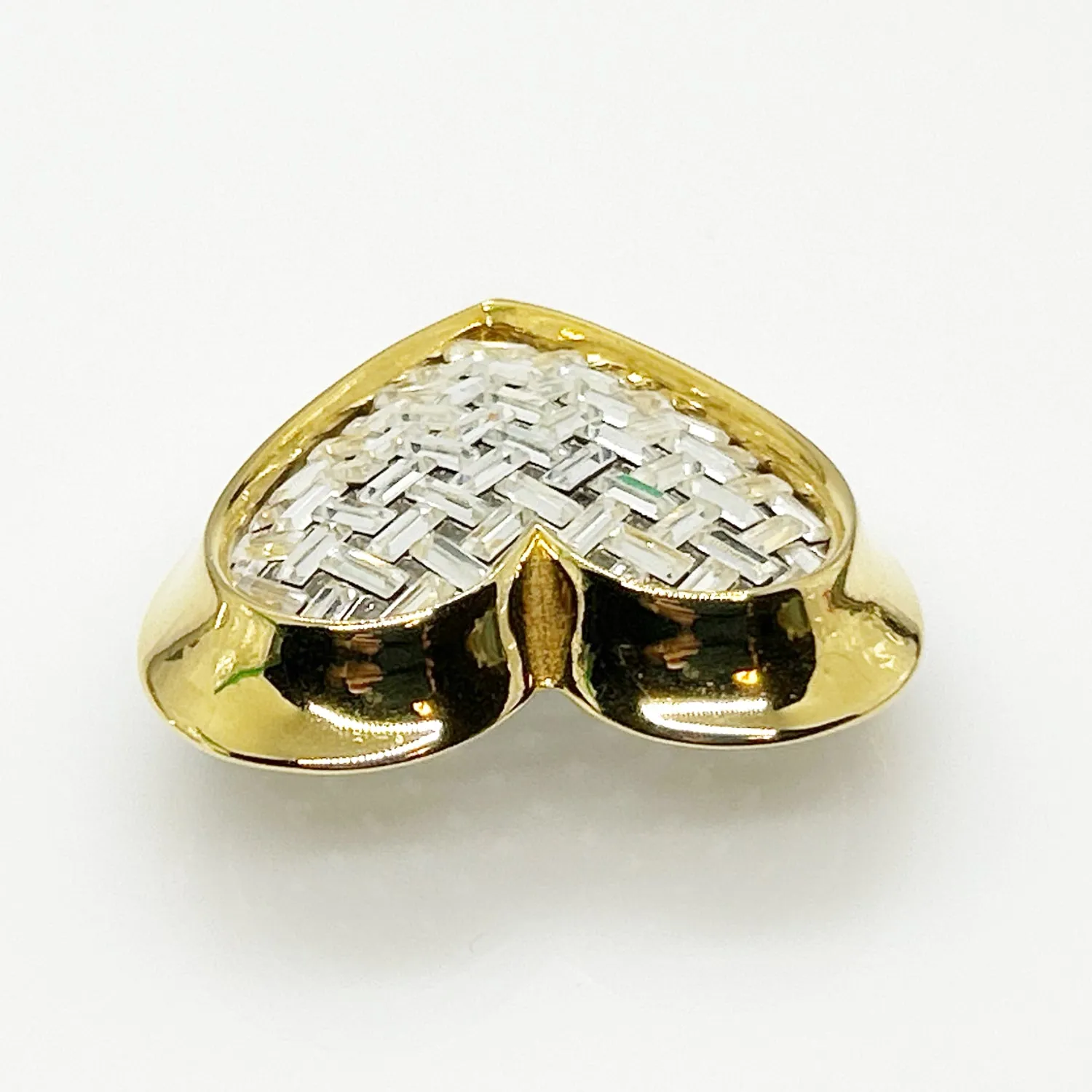 Dramatic Nolan Miller Sparkling Baguette Woven Look Heart Brooch