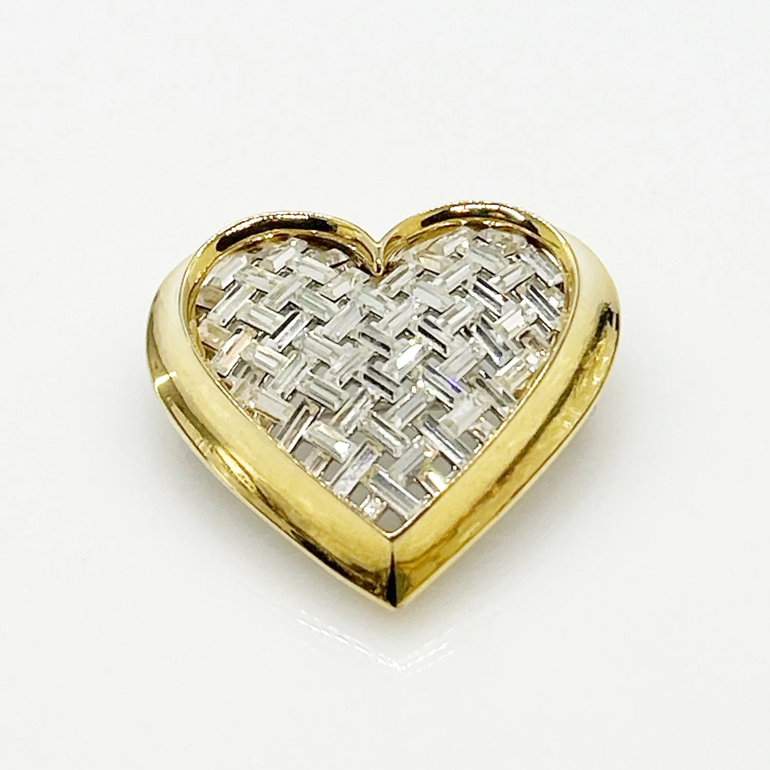 Dramatic Nolan Miller Sparkling Baguette Woven Look Heart Brooch