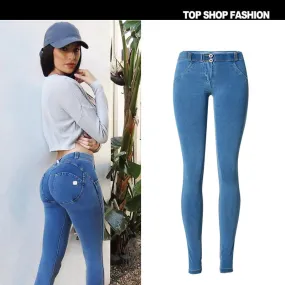Elastic Packets Low Waist Pure Color Long Skinny Zipper Pants