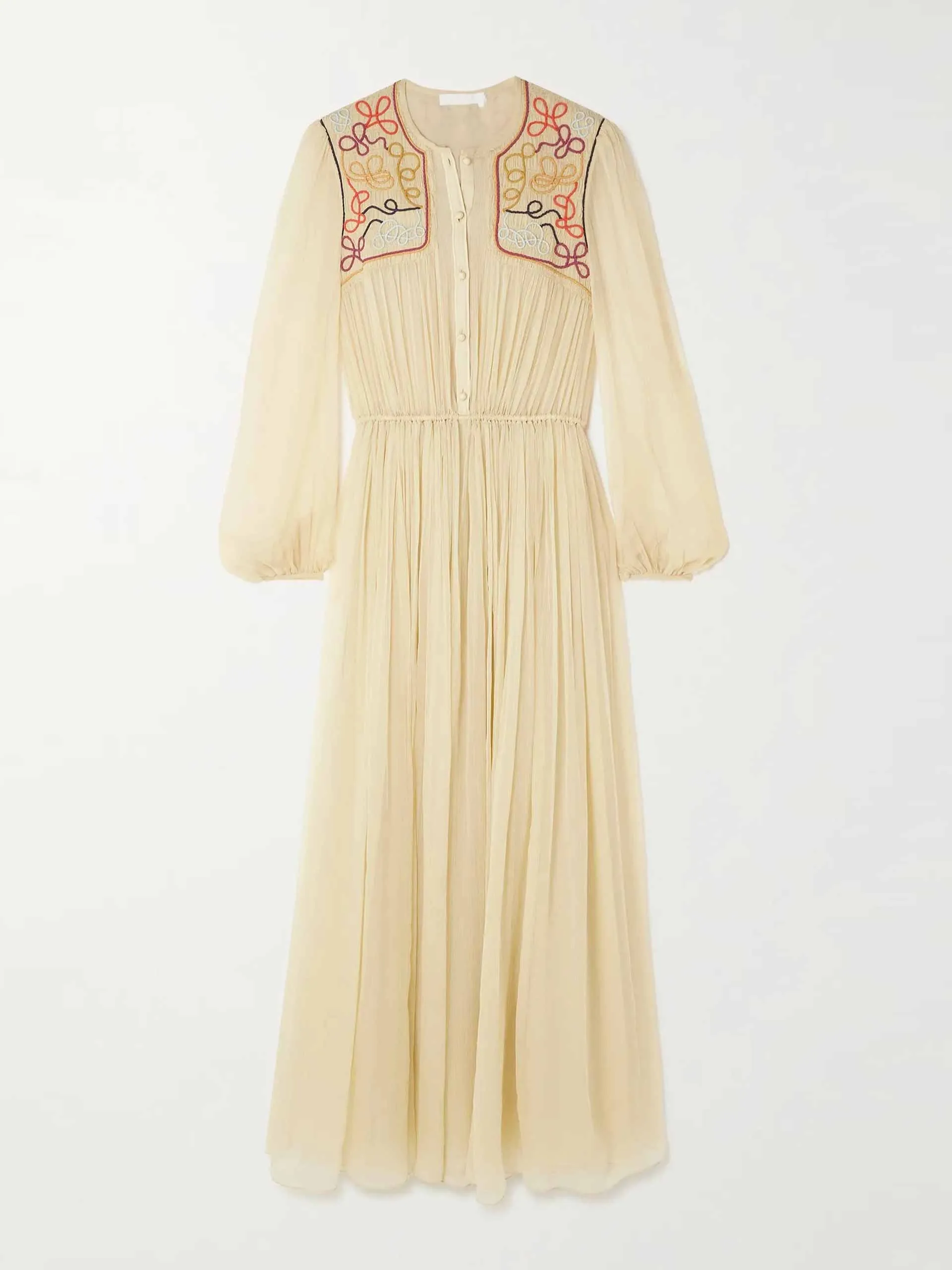 Embroidered  maxi shirt dress