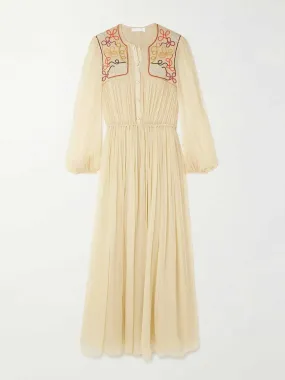 Embroidered  maxi shirt dress