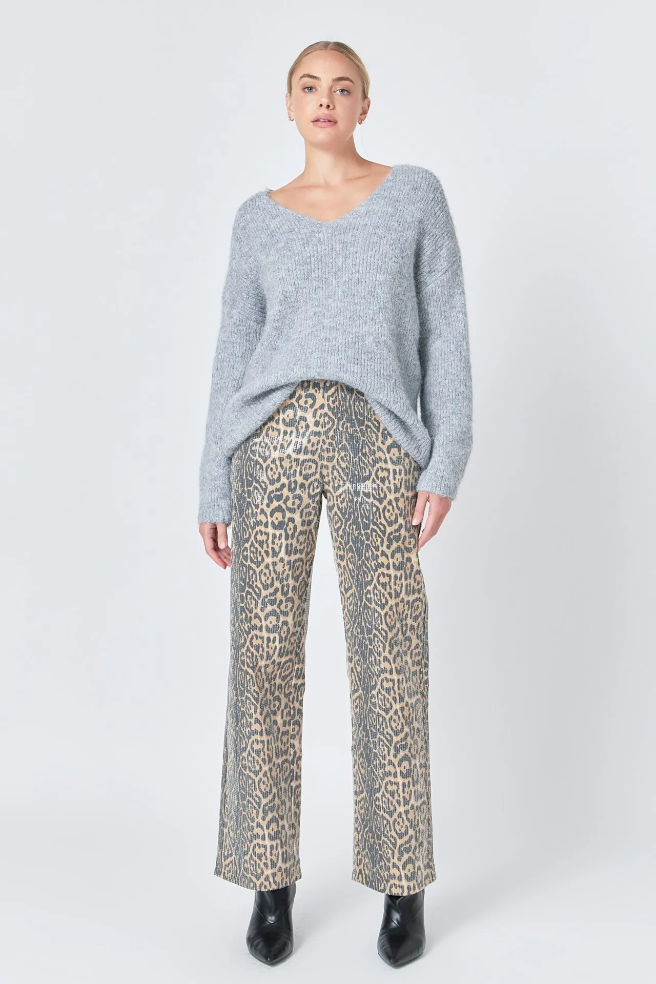 Endless Rose - Leopard Wide Leg Denim