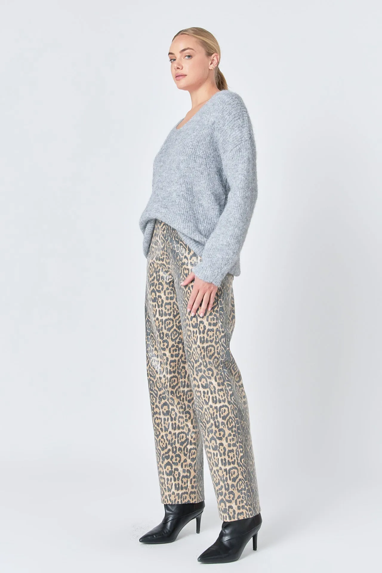 Endless Rose - Leopard Wide Leg Denim