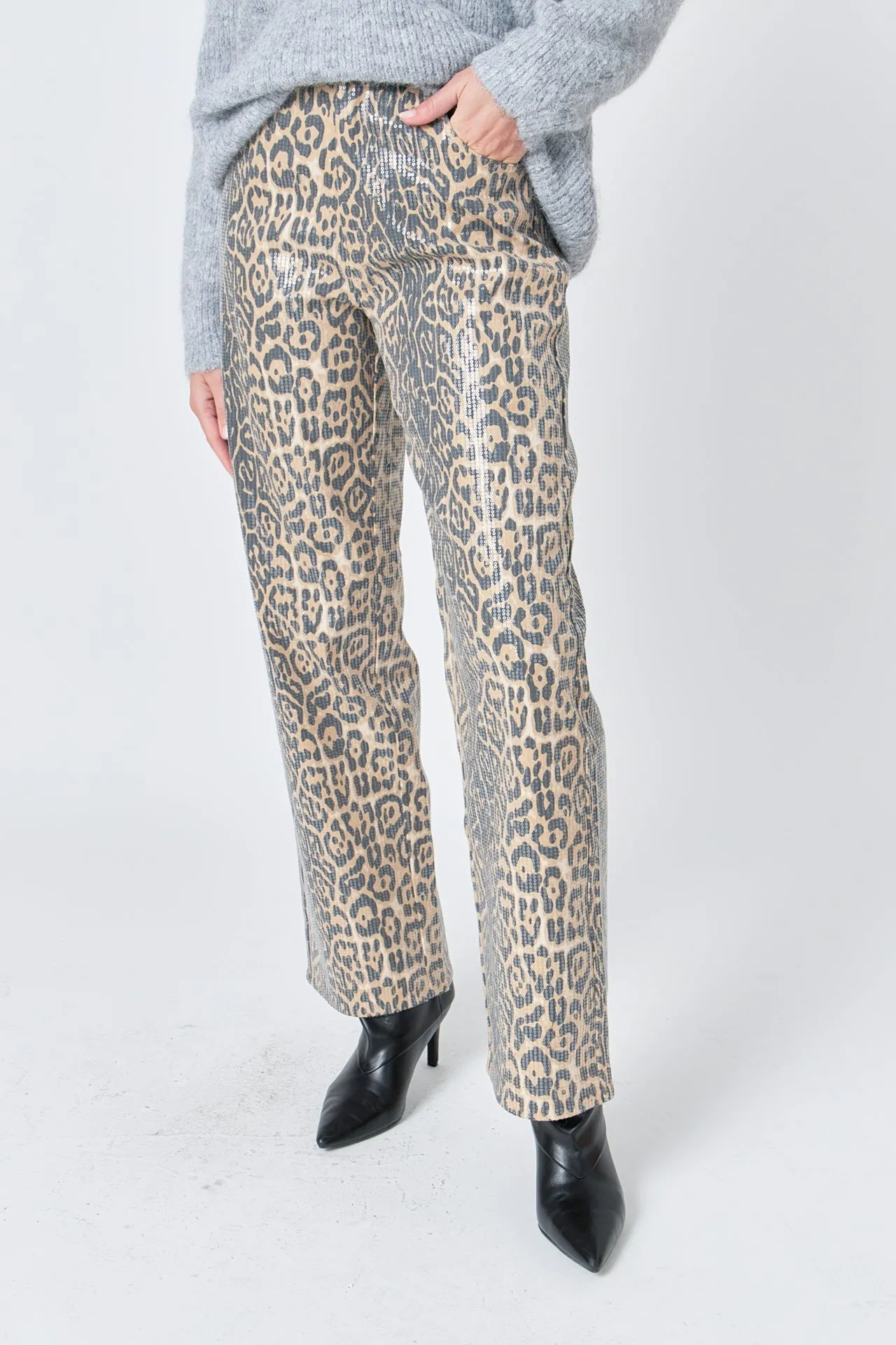 Endless Rose - Leopard Wide Leg Denim