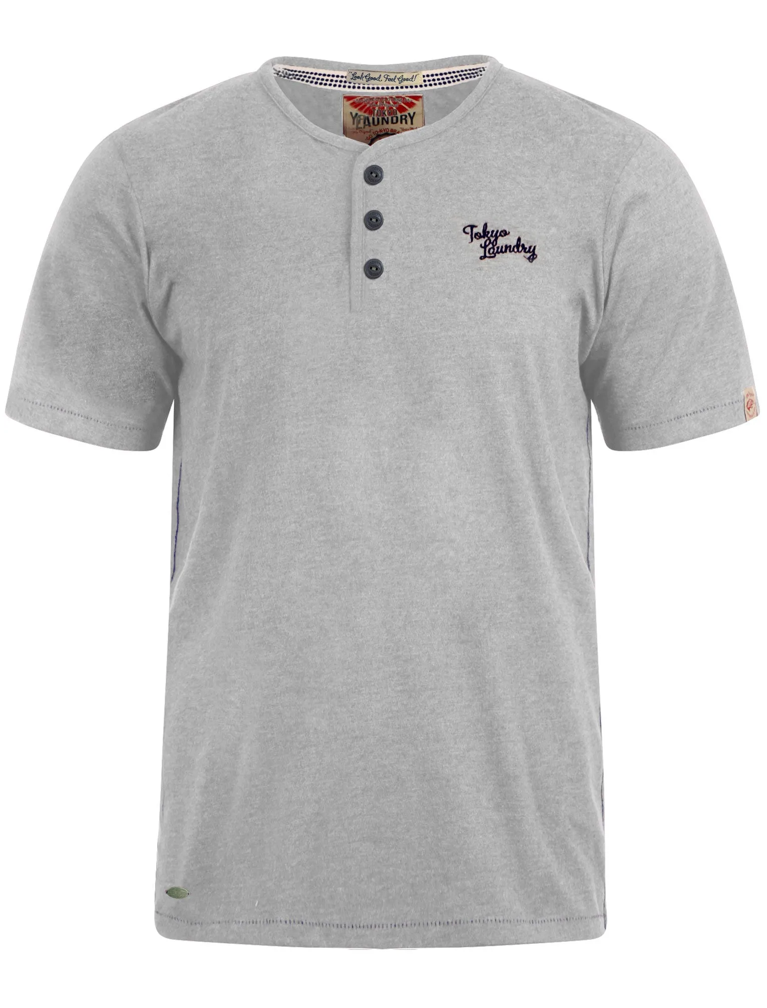 Essential Henley T-Shirt in Light Grey Marl - Tokyo Laundry