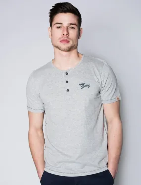 Essential Henley T-Shirt in Light Grey Marl - Tokyo Laundry