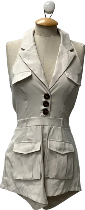 Fashion Nova Without Me Romper - Cream UK S