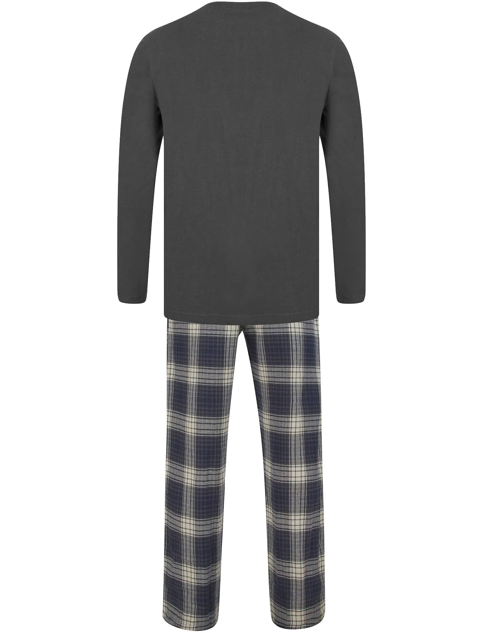 Field 2pc Long Sleeve Cotton Checked Lounge Set in Charcoal - Tokyo Laundry