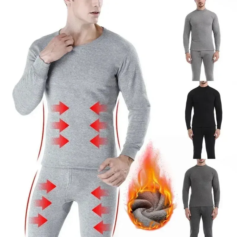 Fleece Men Plus Winter Thickened Pajamas Set Long Johns Thermal Velvet Shirt Bottom Thick Underwear Keep Short Eye Catching