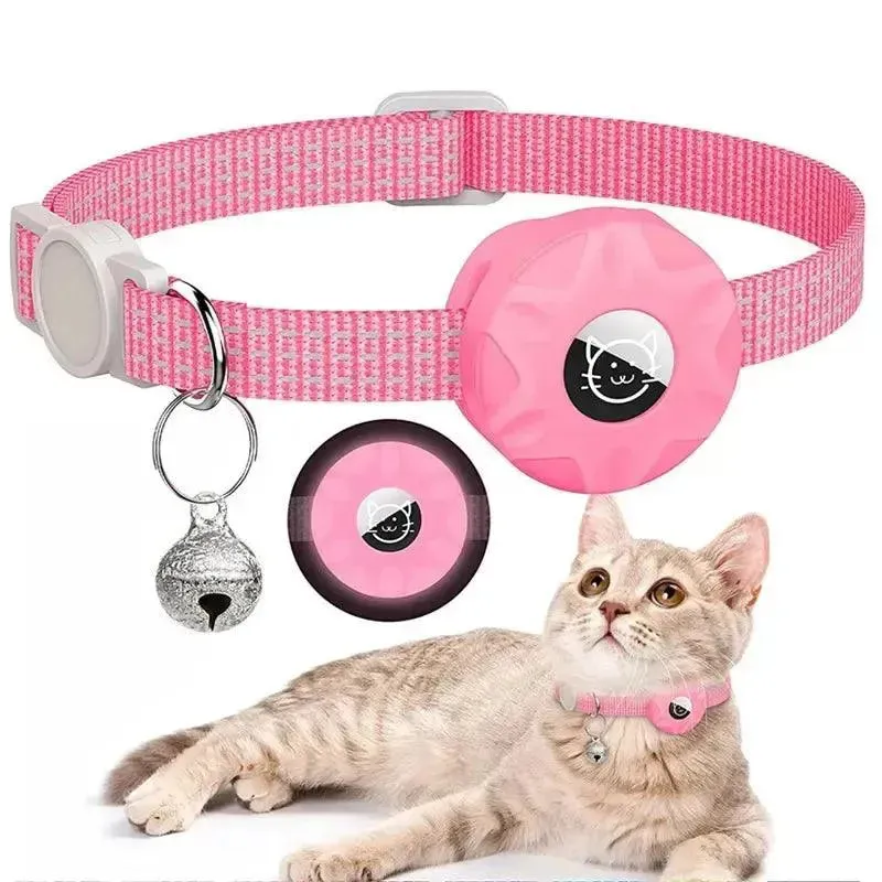 for Apple AirTag Cat Collar,Air Tag Pet Collar with airtag Holder and Bell Reflective GPS Kitten Collar for Girl Boy Cats gatos