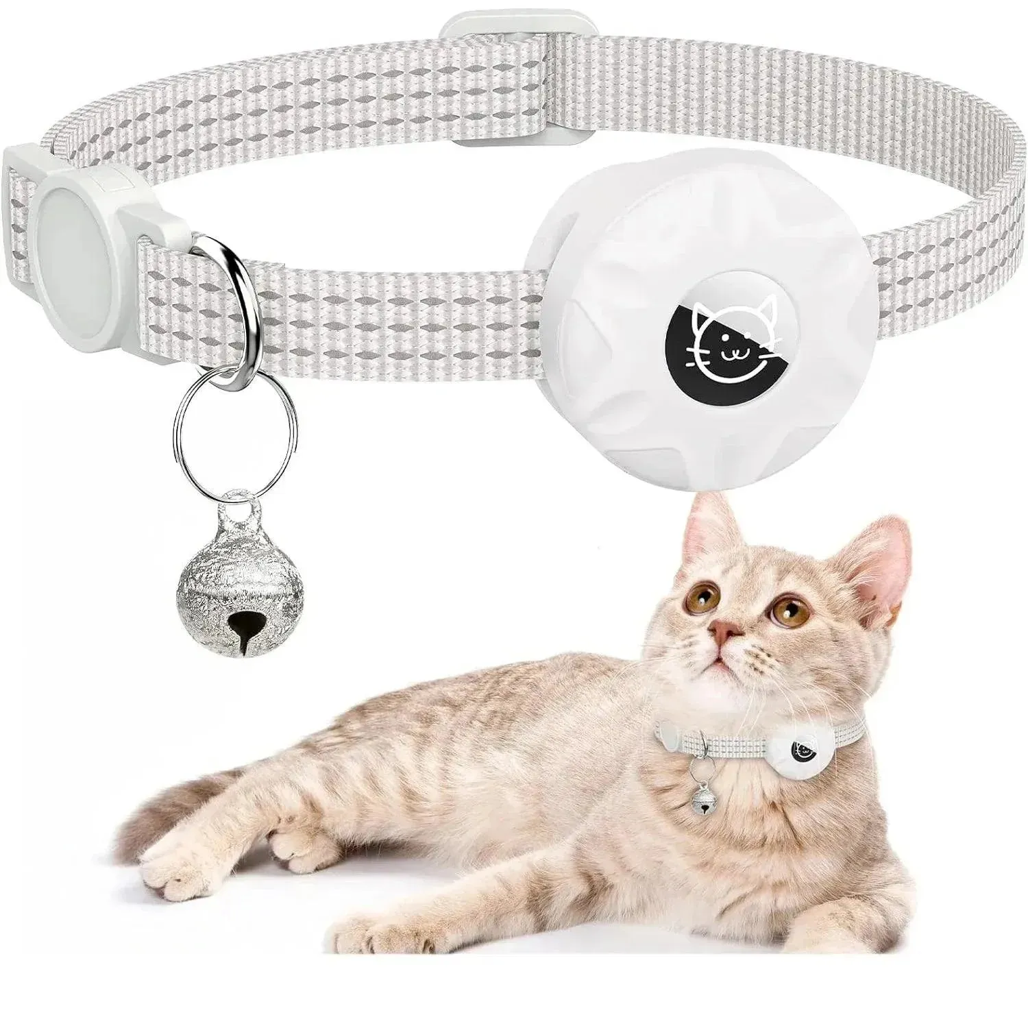 for Apple AirTag Cat Collar,Air Tag Pet Collar with airtag Holder and Bell Reflective GPS Kitten Collar for Girl Boy Cats gatos