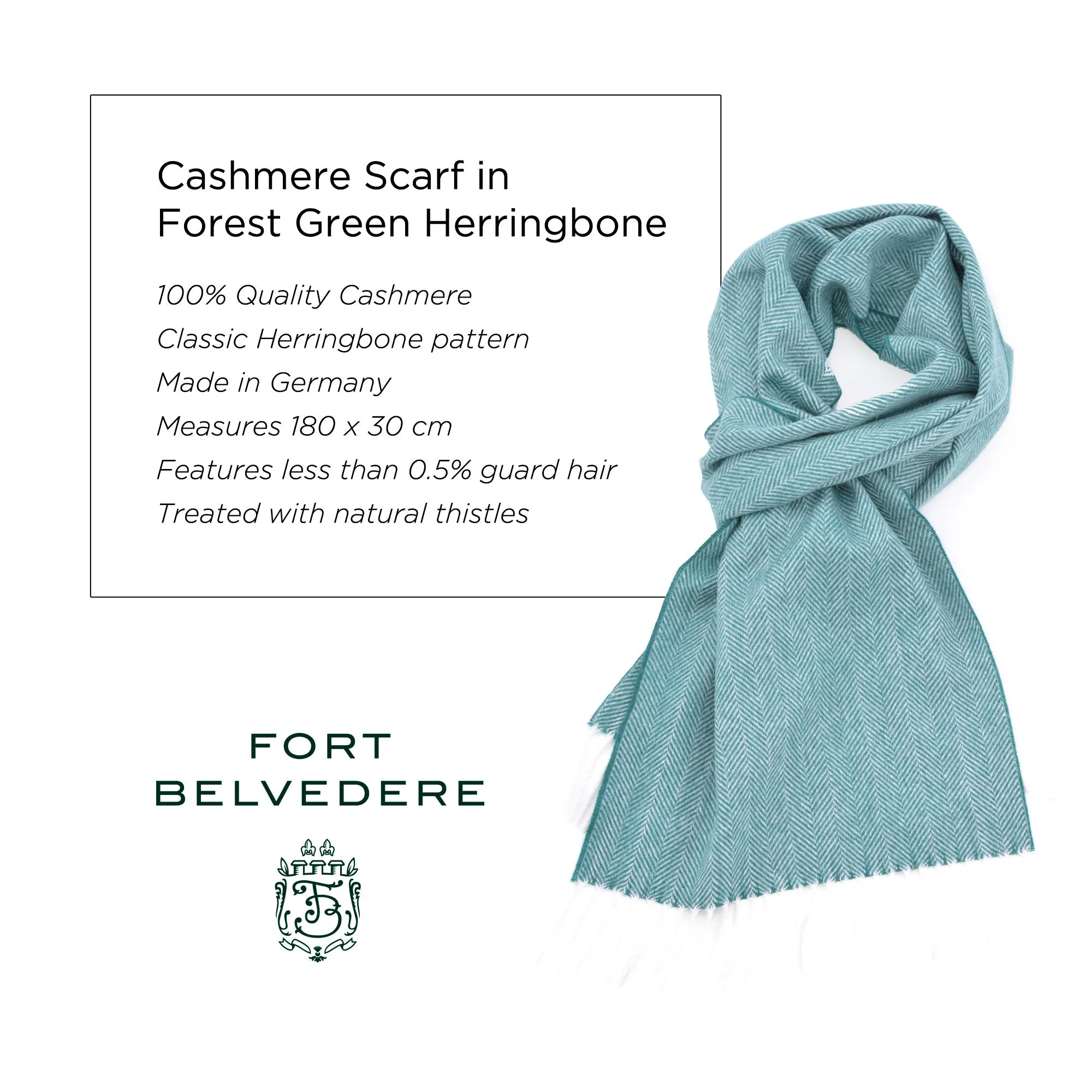 Forest Green Herringbone Cashmere Scarf