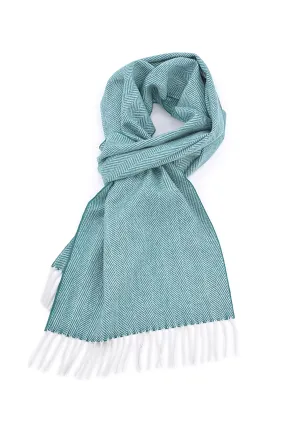 Forest Green Herringbone Cashmere Scarf