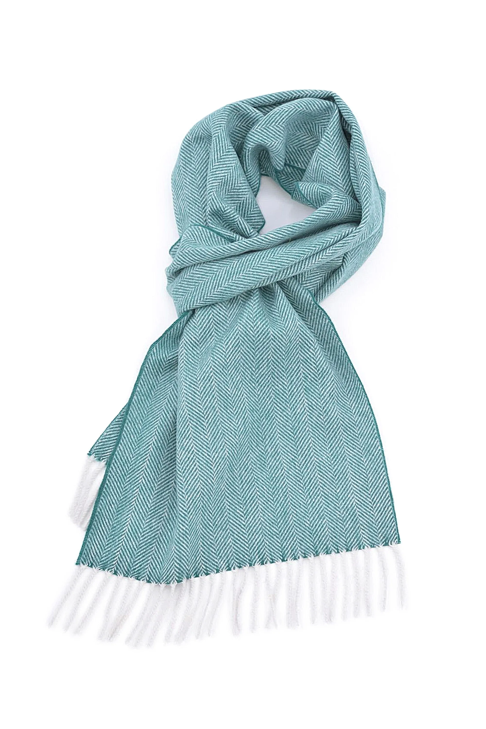 Forest Green Herringbone Cashmere Scarf