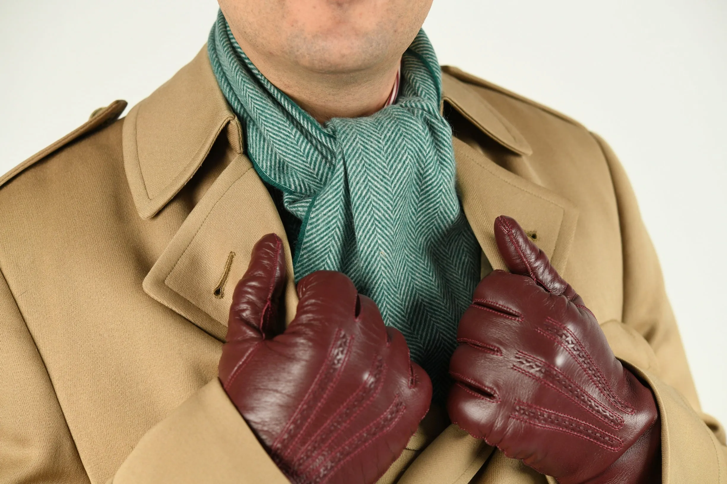 Forest Green Herringbone Cashmere Scarf