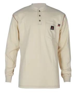 Forge Fr Men's Sand Contrast Stitch Henley Neck Long Sleeve T-shirt