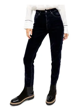 Free People Women's Velveteen High Waist Skinny Pants Black Size 26