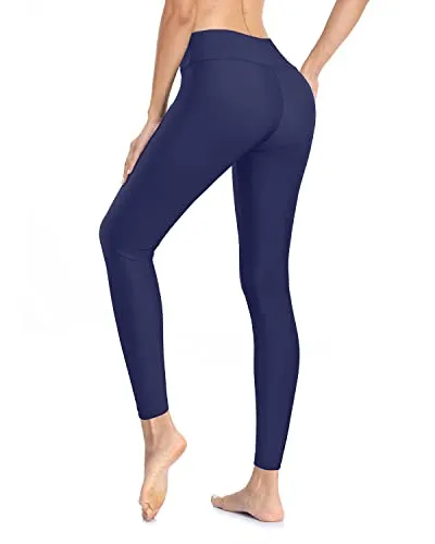 Full Length Sun Protection Swim Tights Upf 50  Rash Guard Swimsuit Pants-Navy Blue