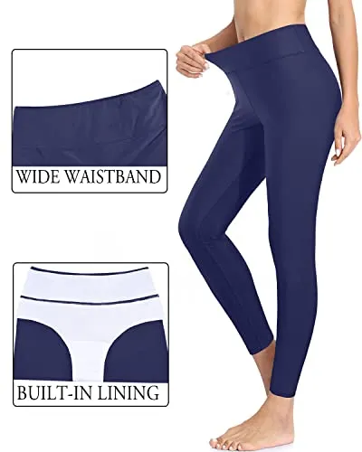 Full Length Sun Protection Swim Tights Upf 50  Rash Guard Swimsuit Pants-Navy Blue