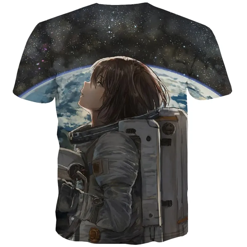 Galaxy T shirts Men Space Tshirt Printed Universe Tshirts Cool Technology Tshirts Novelty Astronaut Tshirt Anime