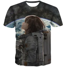 Galaxy T shirts Men Space Tshirt Printed Universe Tshirts Cool Technology Tshirts Novelty Astronaut Tshirt Anime