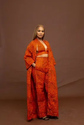 Gelly Ankara High Waisted Trouser | Orange and Black African Print