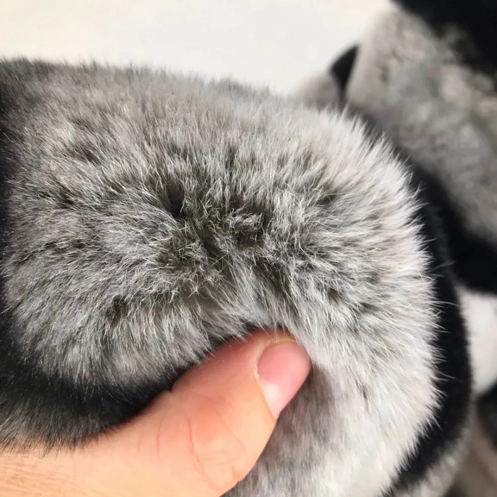 Genuine Rex Rabbit Fur Short Chinchilla Rabbit Half Sleeves Coat