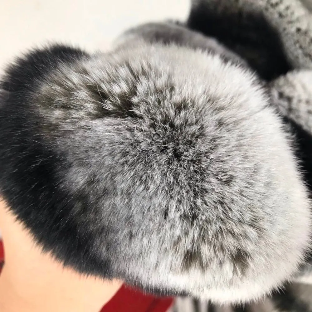 Genuine Rex Rabbit Fur Short Chinchilla Rabbit Half Sleeves Coat
