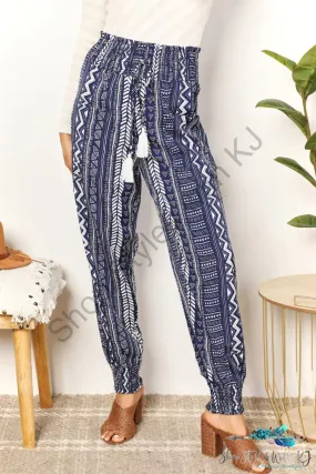 Geometric Print Tassel High-Rise Pants