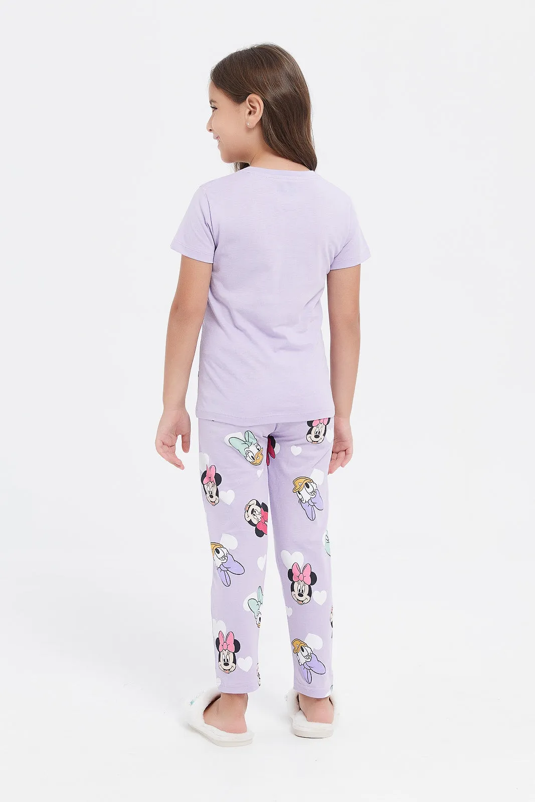 Girls Lilac Minnie And Daisy Pajama Set (2 Piece)