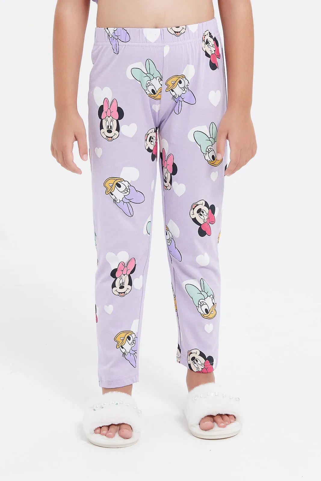 Girls Lilac Minnie And Daisy Pajama Set (2 Piece)