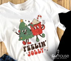 Groovy Feelin' Jolly Shirt, Cute Christmas Graphic Tee