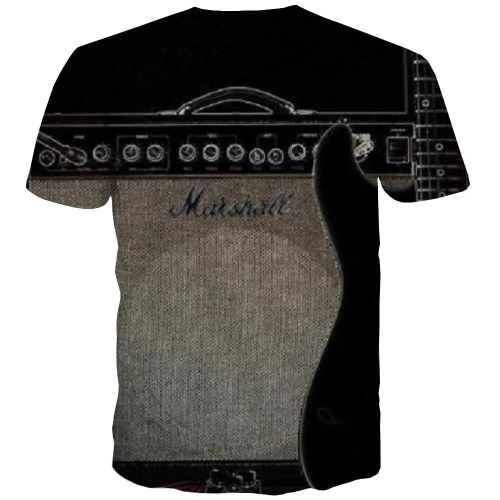 Guitar T-shirt Men Music Shirt Print Wooden T-shirts 3d Metal Tshirt Printed
