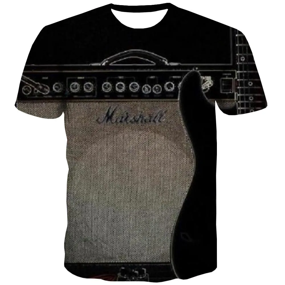 Guitar T-shirt Men Music Shirt Print Wooden T-shirts 3d Metal Tshirt Printed