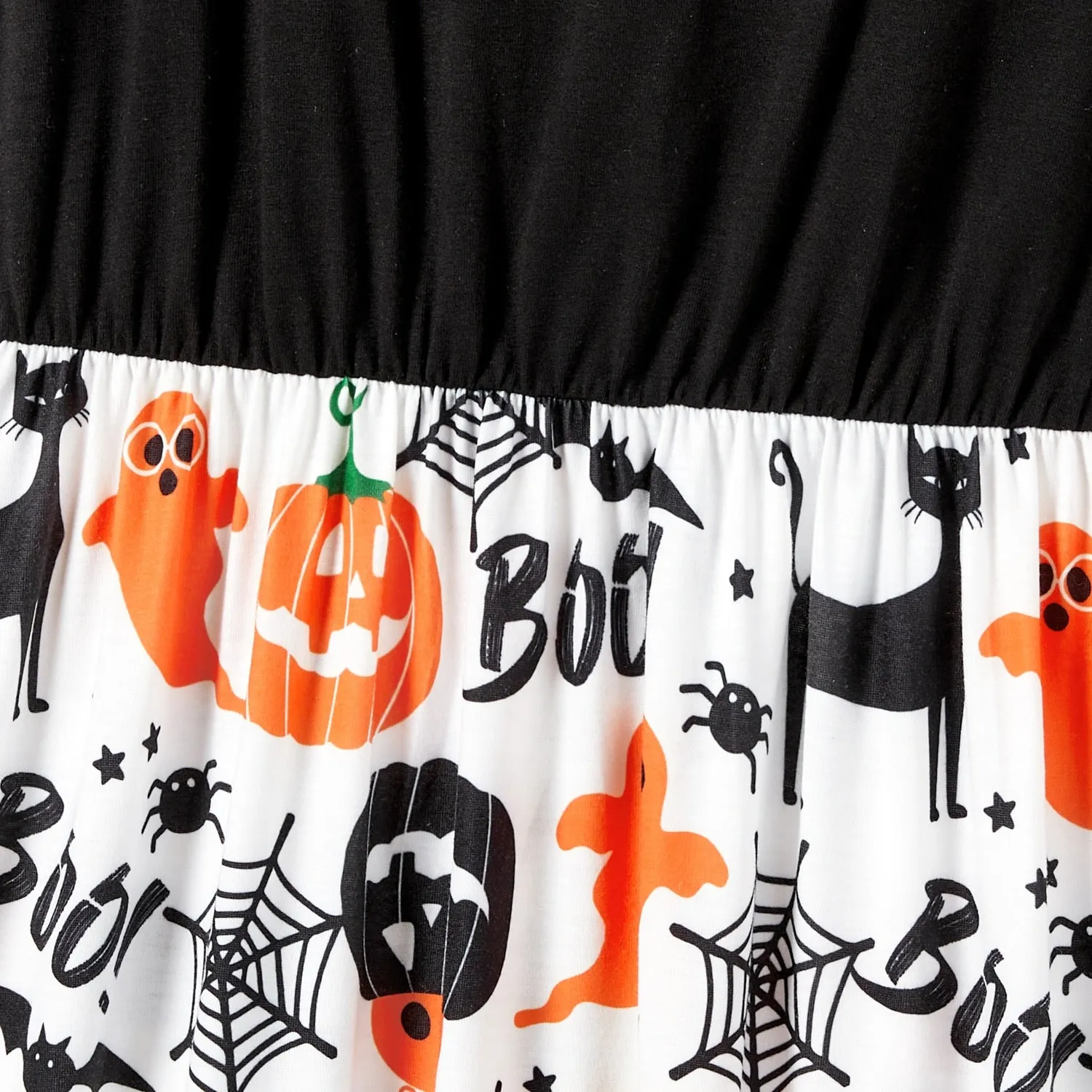 Halloween Family Matching  Dress Pumpkin Dresses and Short Sleeve T Shirt Tops Sets