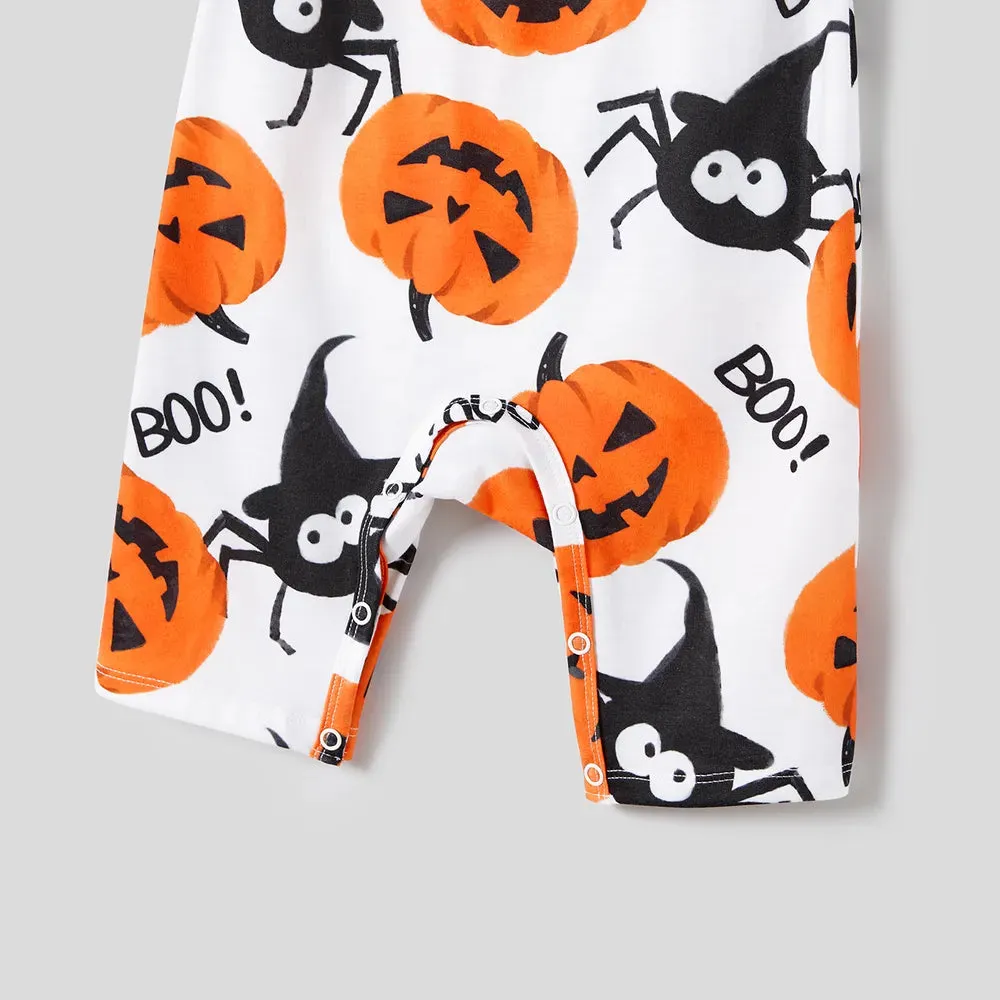 Halloween Family Matching  Dress Pumpkin Dresses and Short Sleeve T Shirt Tops Sets