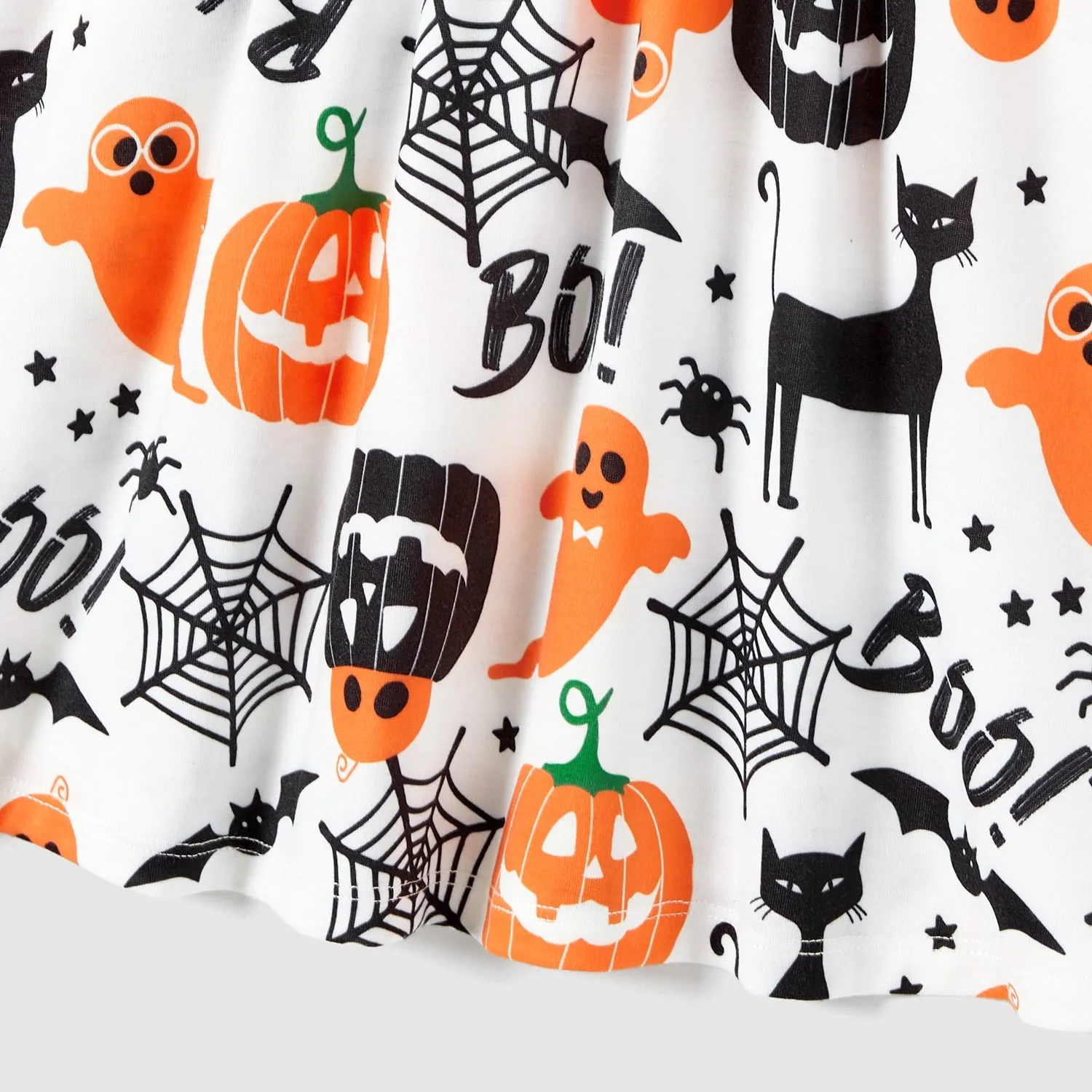Halloween Family Matching  Dress Pumpkin Dresses and Short Sleeve T Shirt Tops Sets