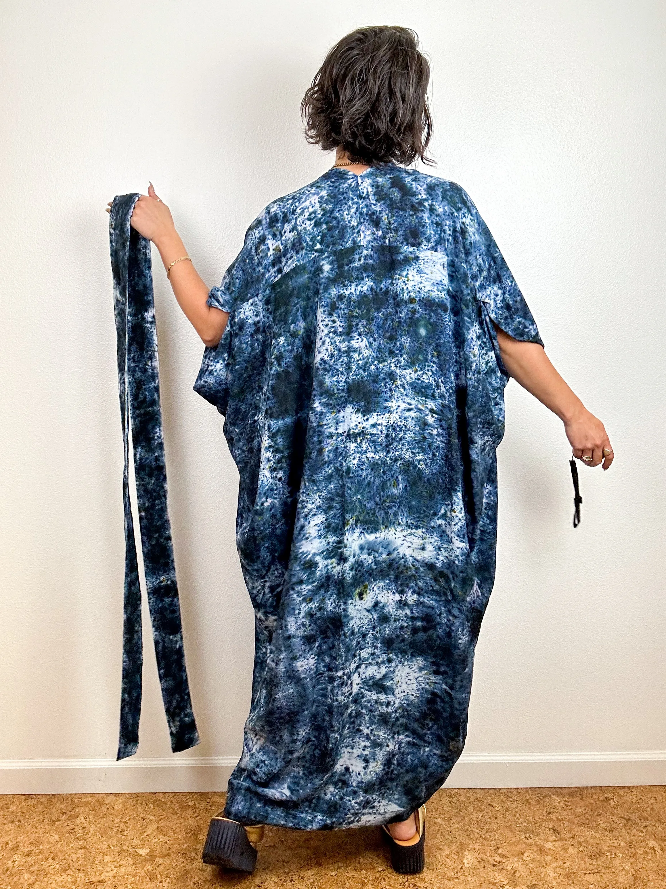 Hand-Dyed High Low Kimono Deconstructed Black
