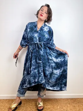 Hand-Dyed High Low Kimono Deconstructed Black