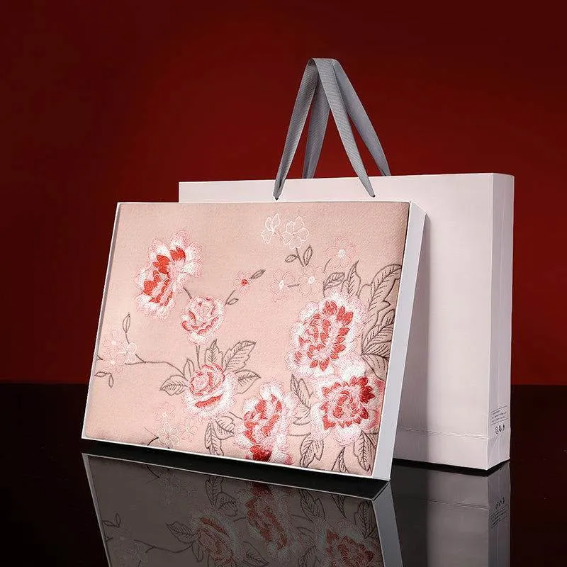 Handcrafted Su Embroidery Cashmere Scarf Premium Quality 200x60cm
