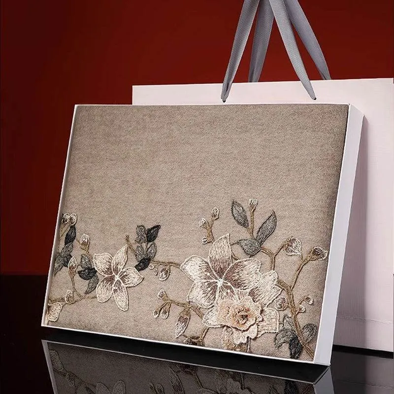 Handcrafted Su Embroidery Cashmere Scarf Premium Quality 200x60cm