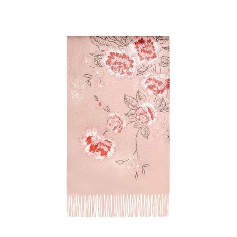 Handcrafted Su Embroidery Cashmere Scarf Premium Quality 200x60cm