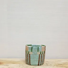 Handwoven Apricot & Seafoam Grass Planter