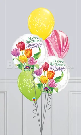 Happy Birthday Grandma Sparkling Agate Balloon Bouquet