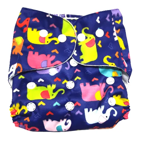 Happy Colorful Elephants - Reusable Diaper